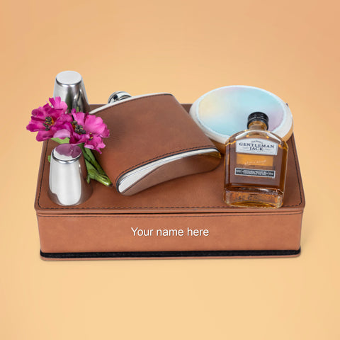 Leather Flask Set