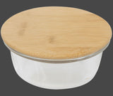 Round Glass Container with Bamboo Lid