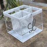 MARBLE FLAT SILVERWARE CADDY