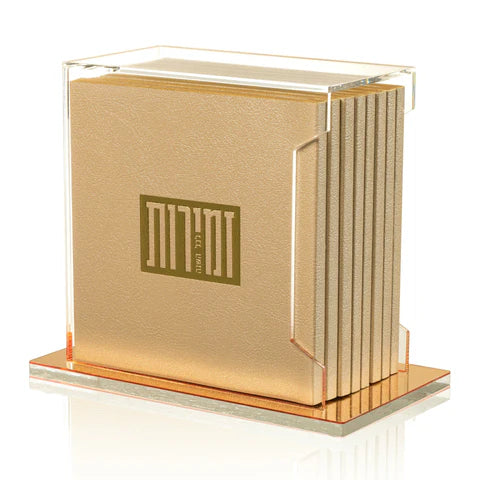 Square Softcover Leather & Lucite Zemiros Bencher Set