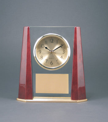 Engraving clock glass mahogany