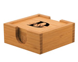 Bamboo Square 4-Coaster Set with Holder