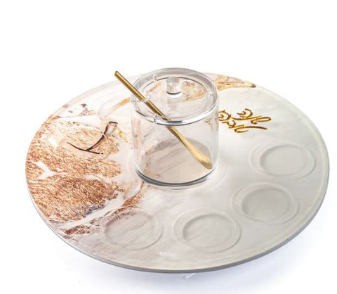 Painted Gold Simanim Plate